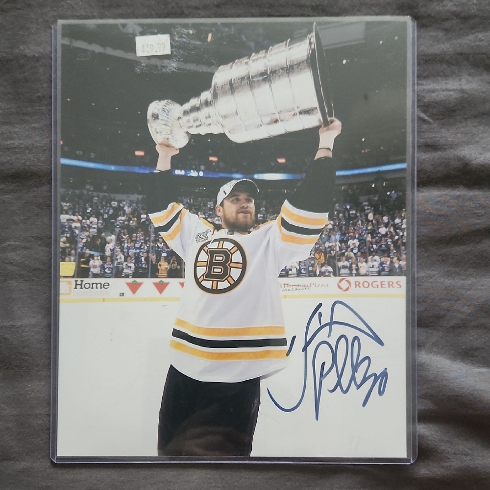 Dan Paille Autographed Hockey Photo with Stanley Cup